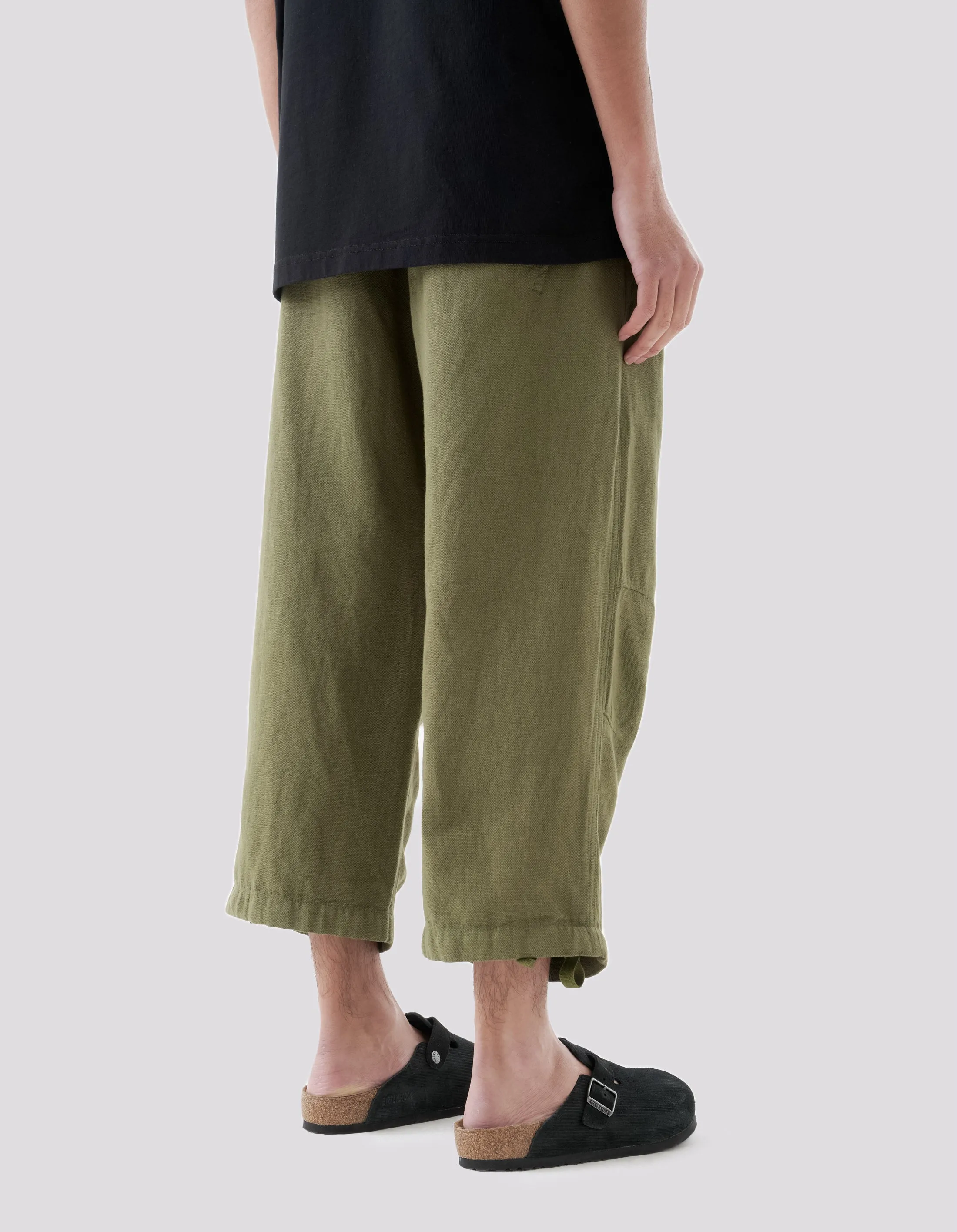 5008 Hemp Asym Cropped Track Pants Olive OG-107F