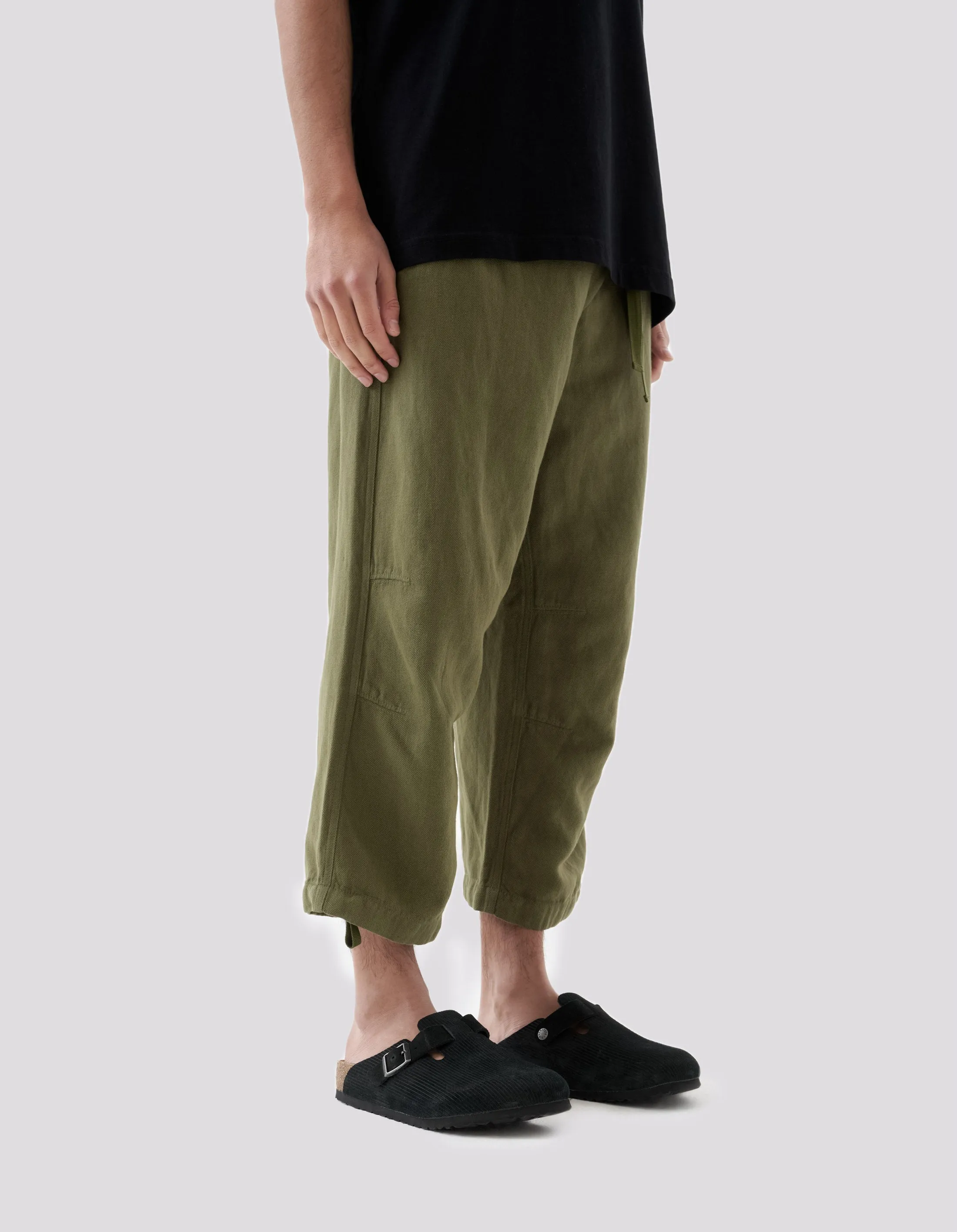 5008 Hemp Asym Cropped Track Pants Olive OG-107F