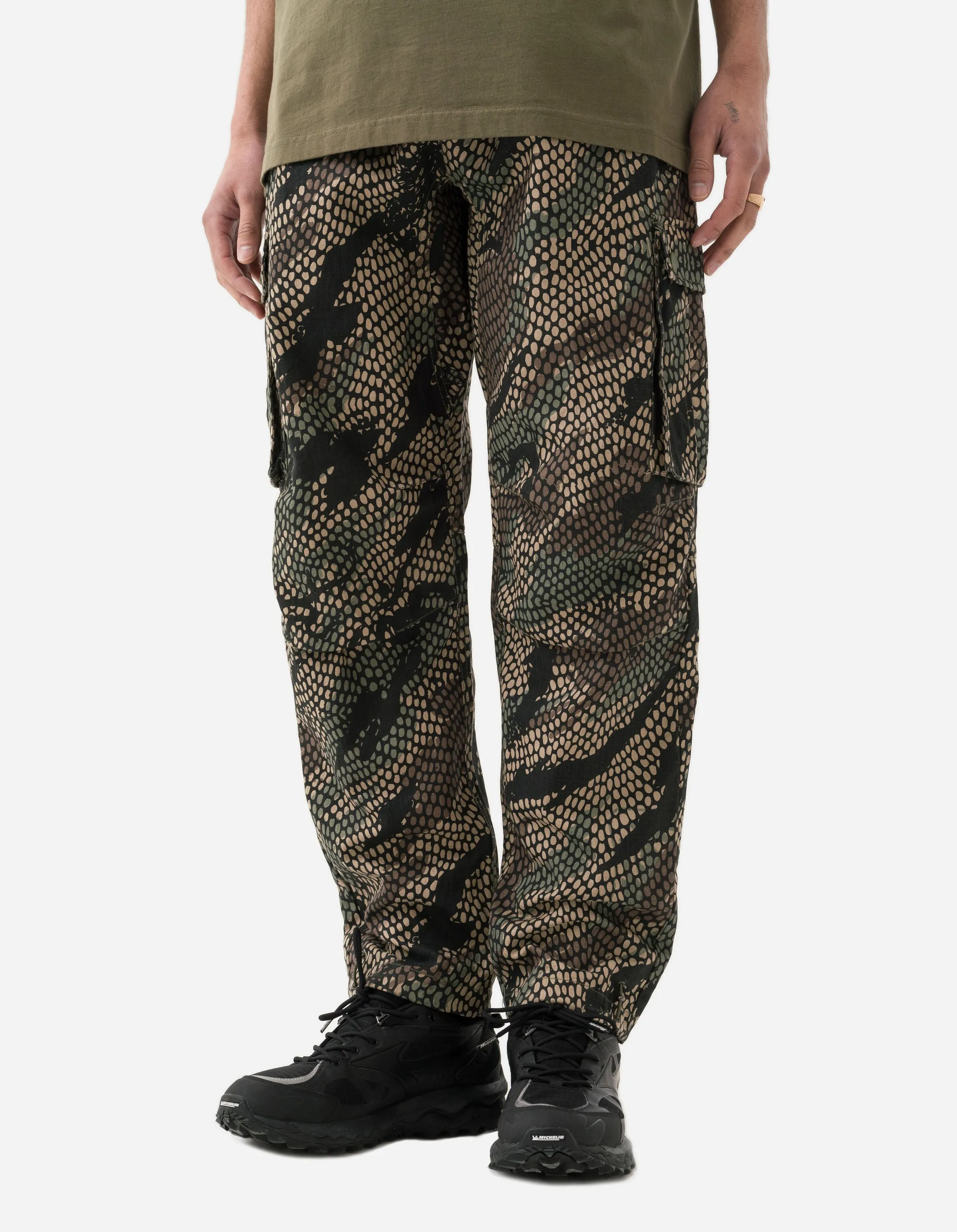 5066 Camo Hemp Cargo Track Pants Woodland