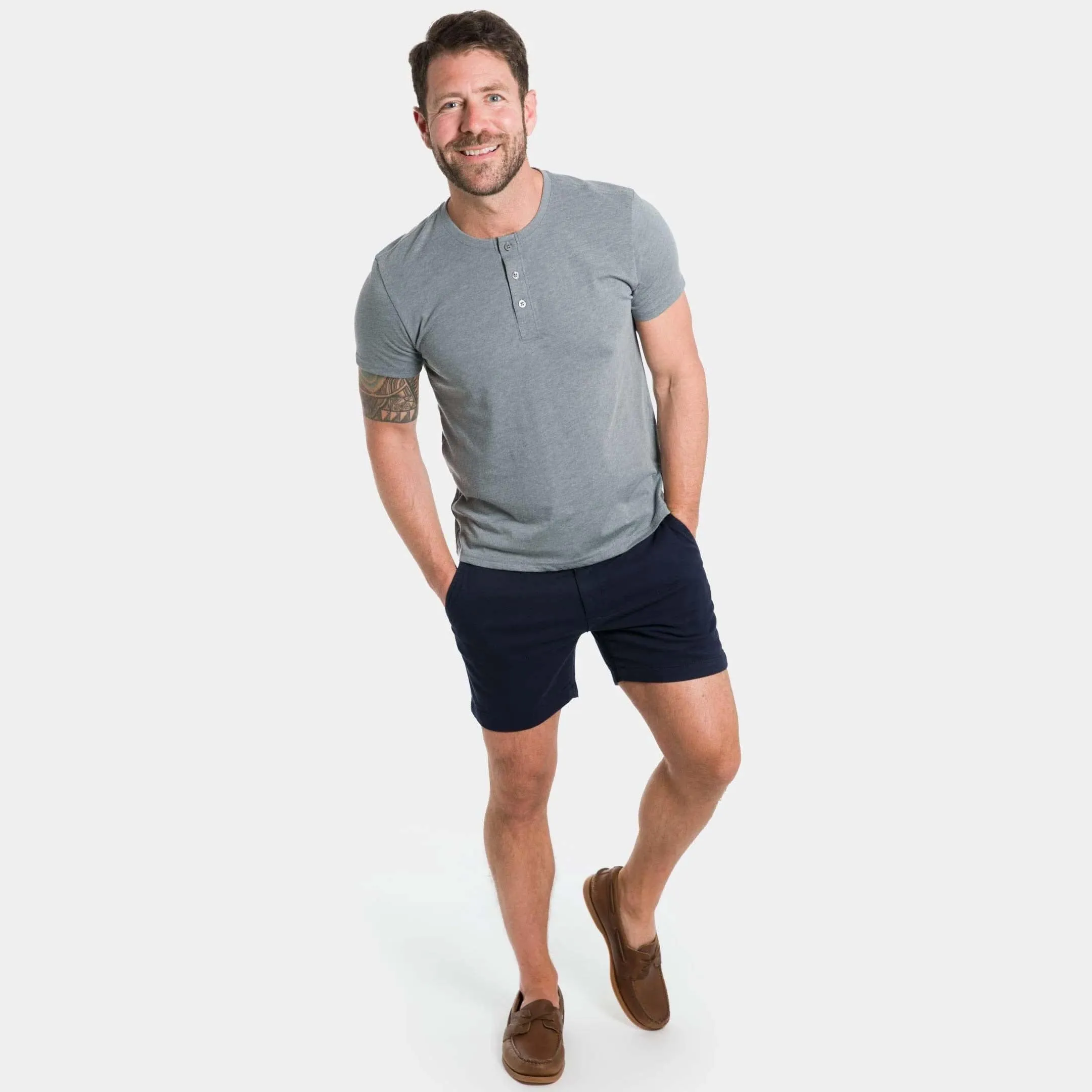 5" Navy Lightweight Stretch Chino Short