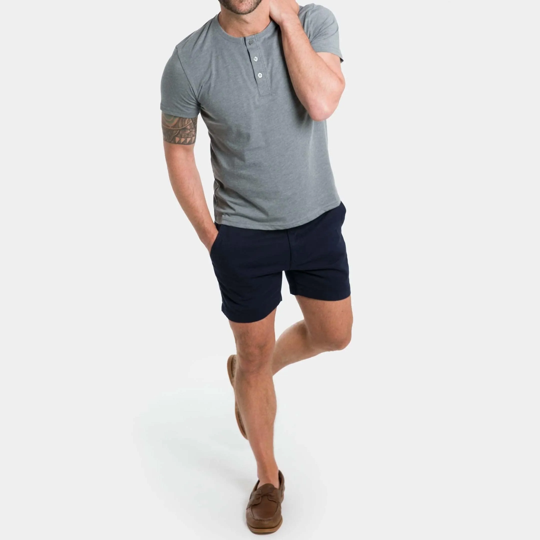 5" Navy Lightweight Stretch Chino Short