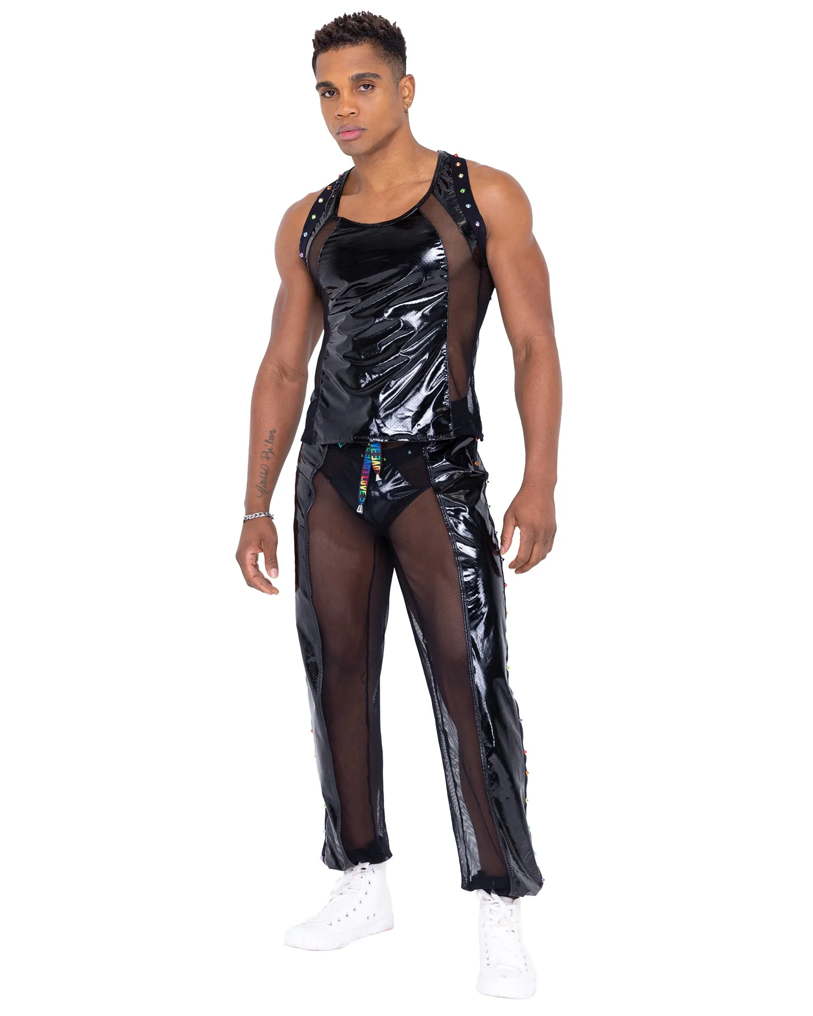 6335 - Mens Pride Vinyl Mesh & Mesh Joggers