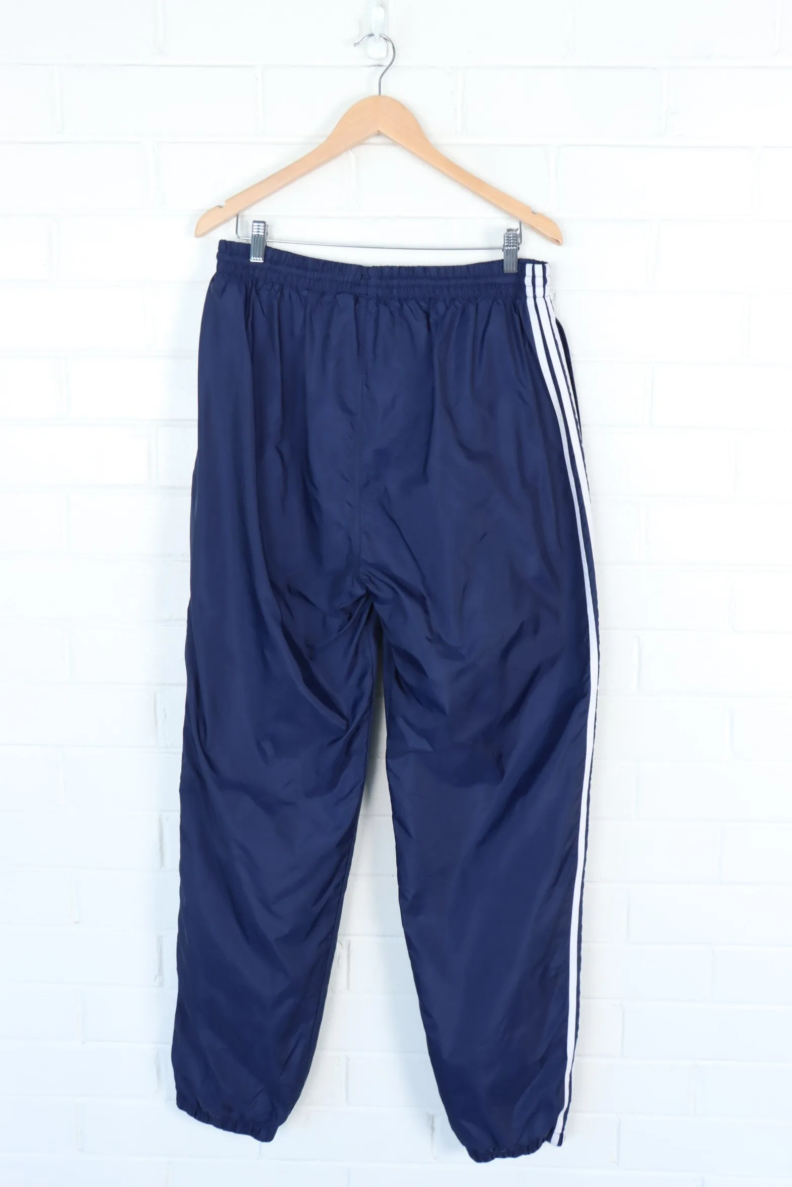 ADIDAS Navy & White Embroidered 3-Stripe Track Pants (XL)