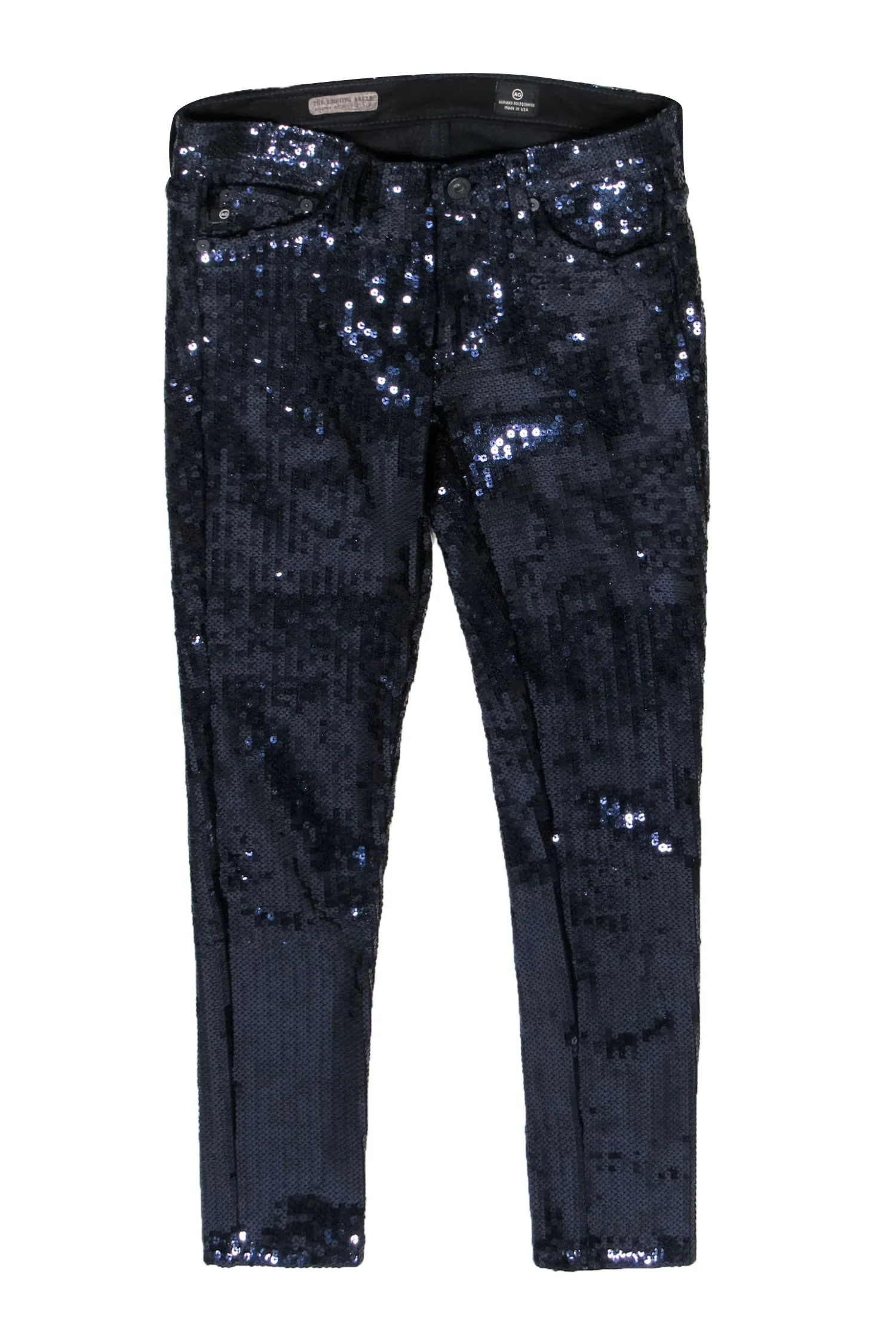 Adriano Goldschmeid - Navy Sequin Skinny Pants Sz 26