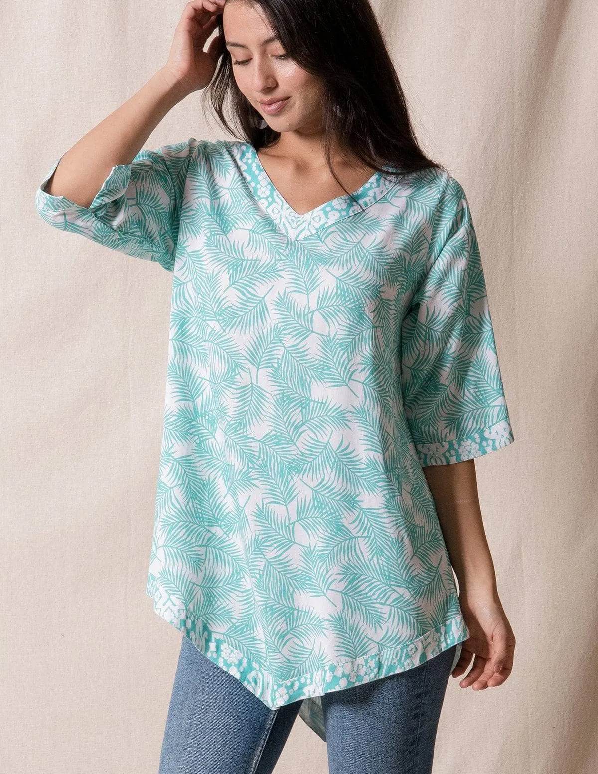 Amari Batik Tunic - Aqua - As-Is-Clearance