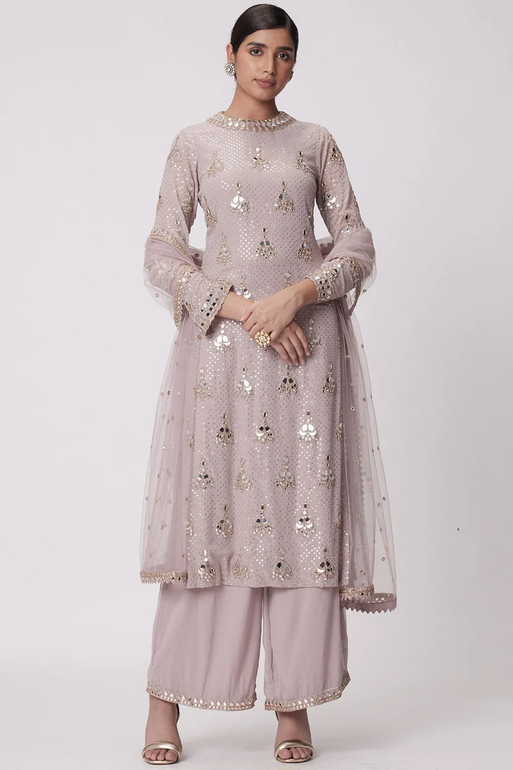 Ash Pink Straight Kurta Set