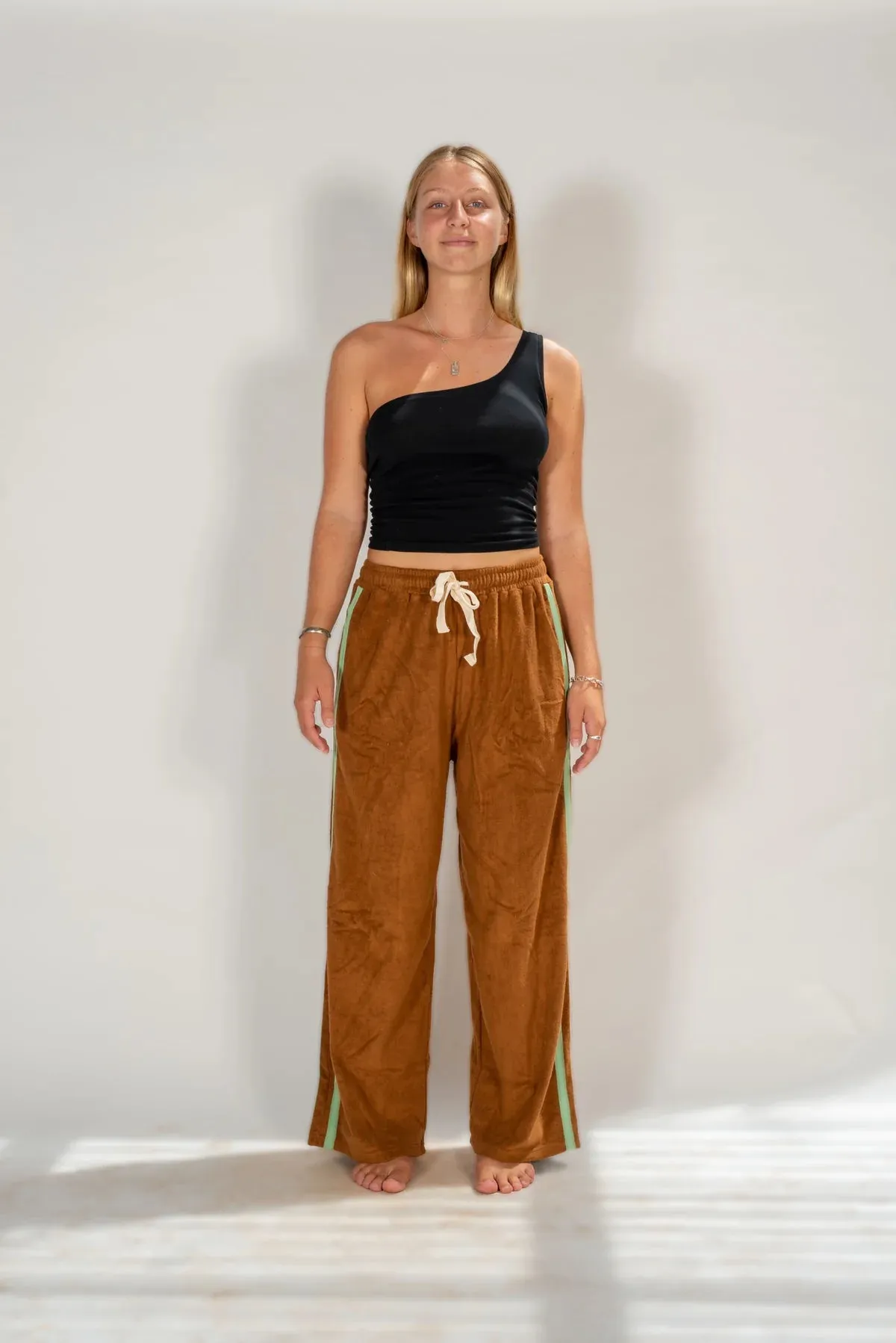 Atmosea - Apres Surf Pant - Brown with Mint Stripe