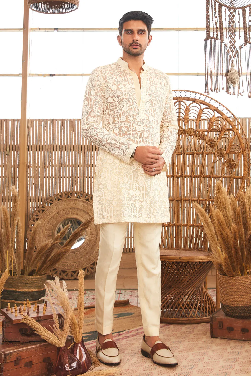 Beige Kurta with Pants