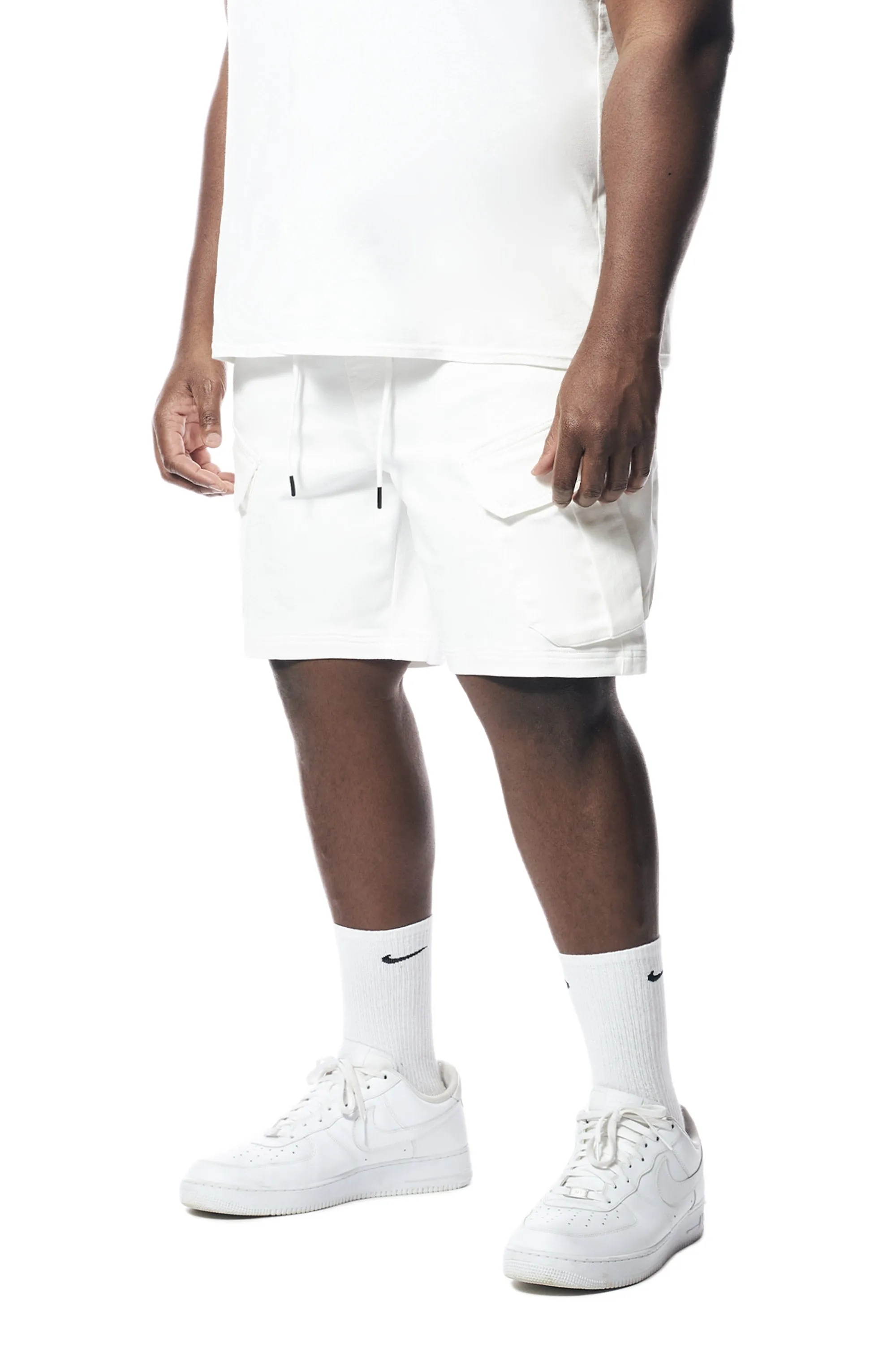 Big and Tall - Essential Knit Twill Cargo Shorts - White