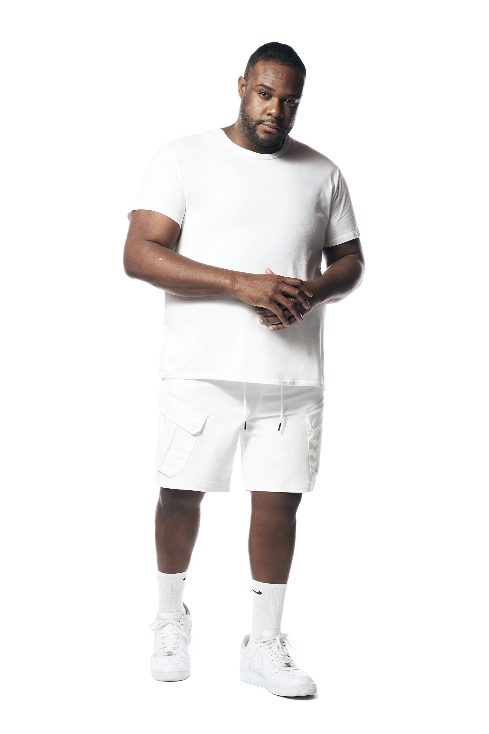 Big and Tall - Essential Knit Twill Cargo Shorts - White