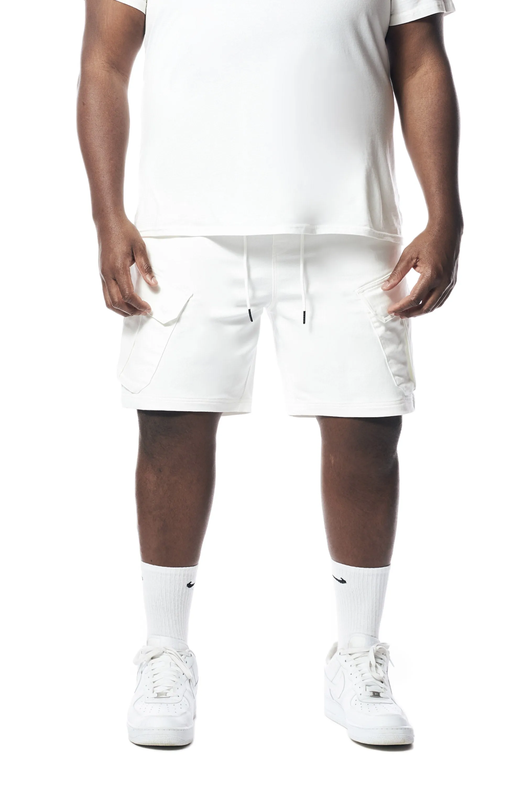 Big and Tall - Essential Knit Twill Cargo Shorts - White