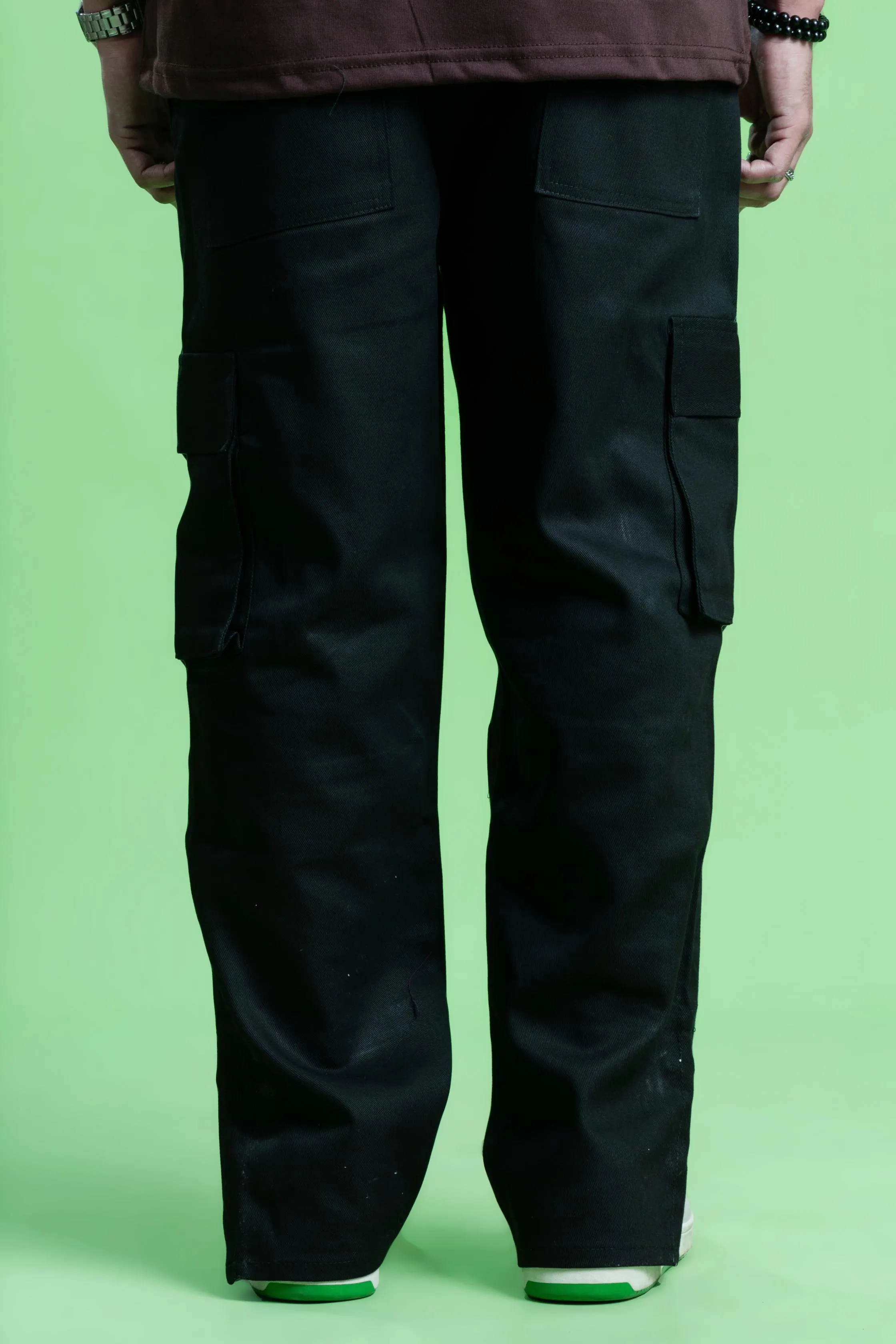 BLACK DOUBLE POCKET CARGO PANT