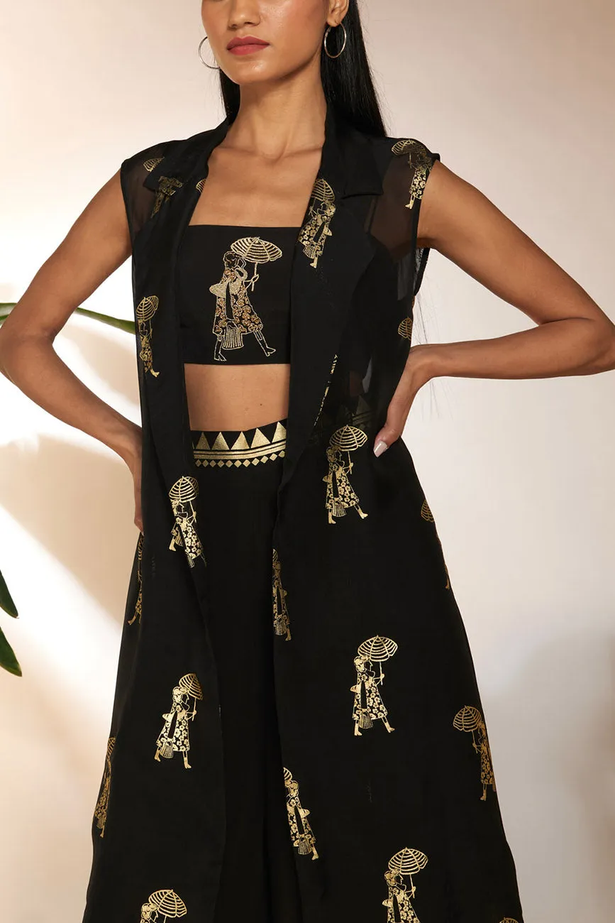 Black Embroidered Sunny Day Foil Set