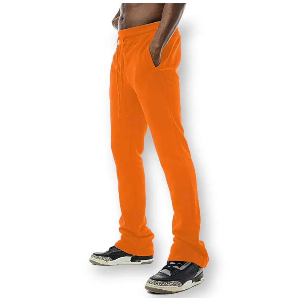 Bleecker & Mercer Men Slim Flare Fit Stacked Sweatpants (Orange)