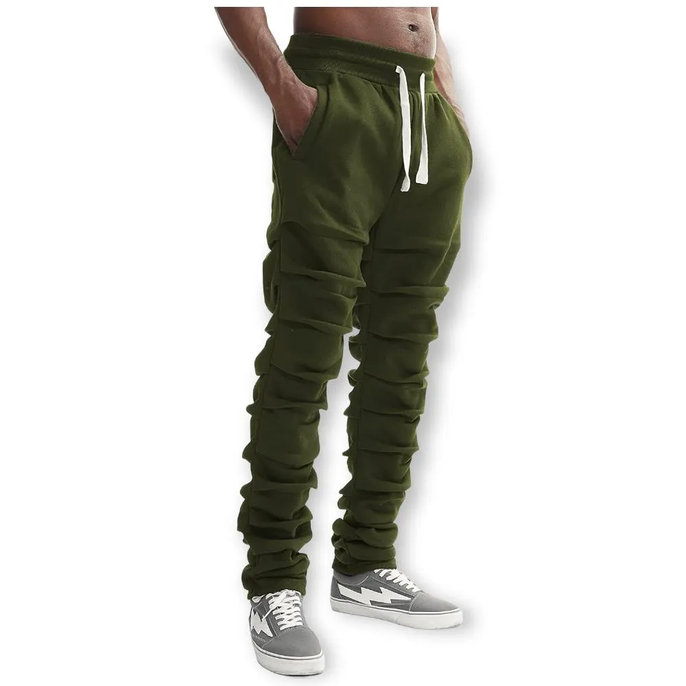 Bleecker and Mercer Men Stacked Sweatpants (Olive)