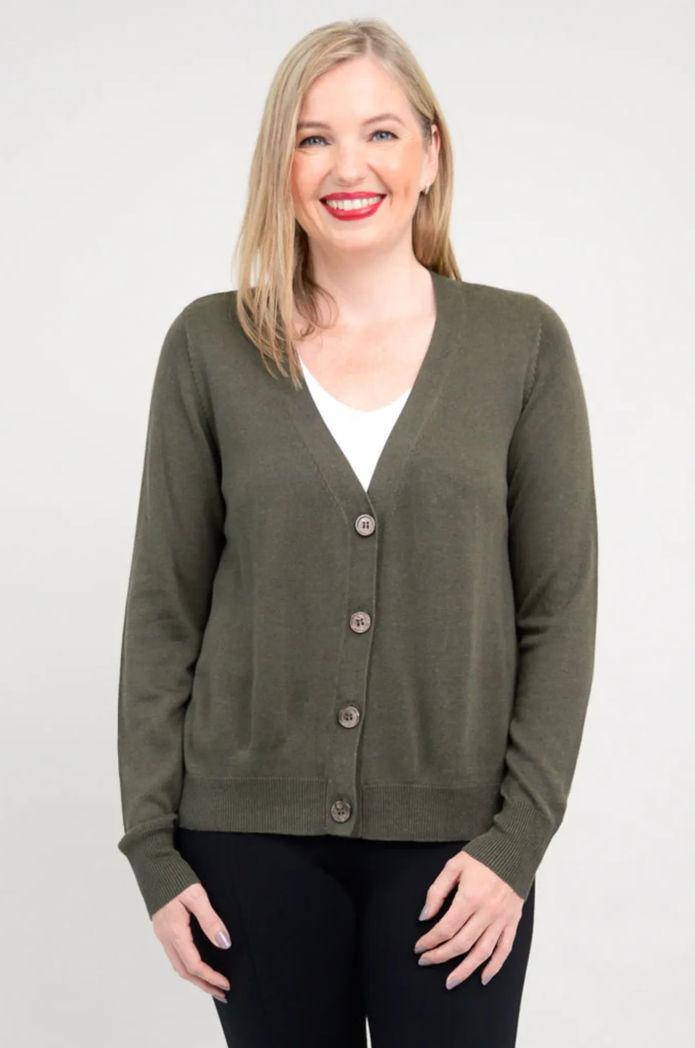 Blue Sky Jessica cardigan, bamboo-cotton v-neck