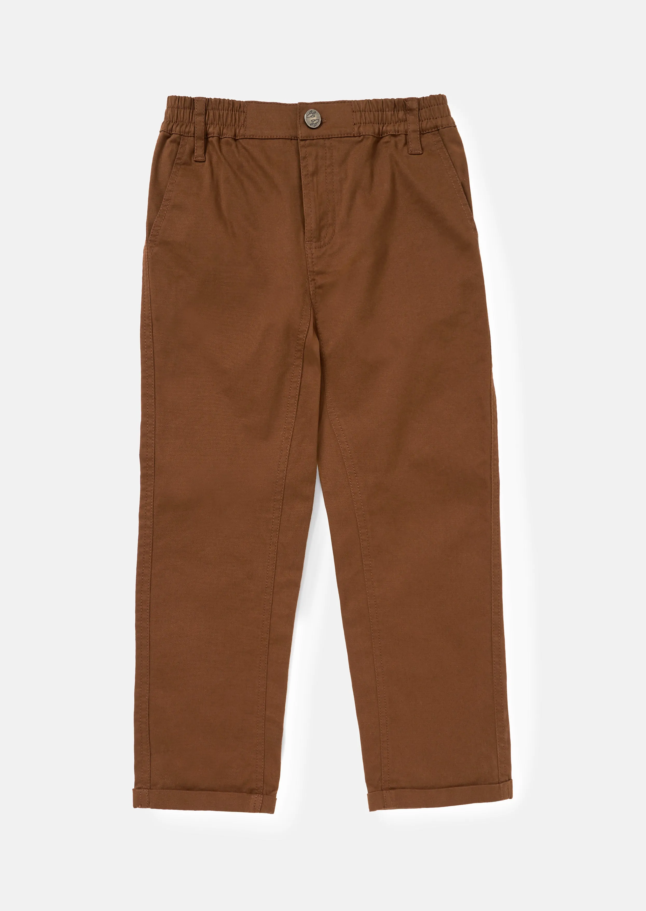 Boys Solid Cotton Brown Smart Chino Pants