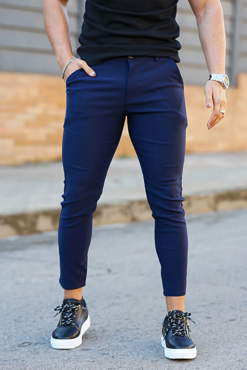 Buy $80 Free Shipping Men's Navy Skinny Pants