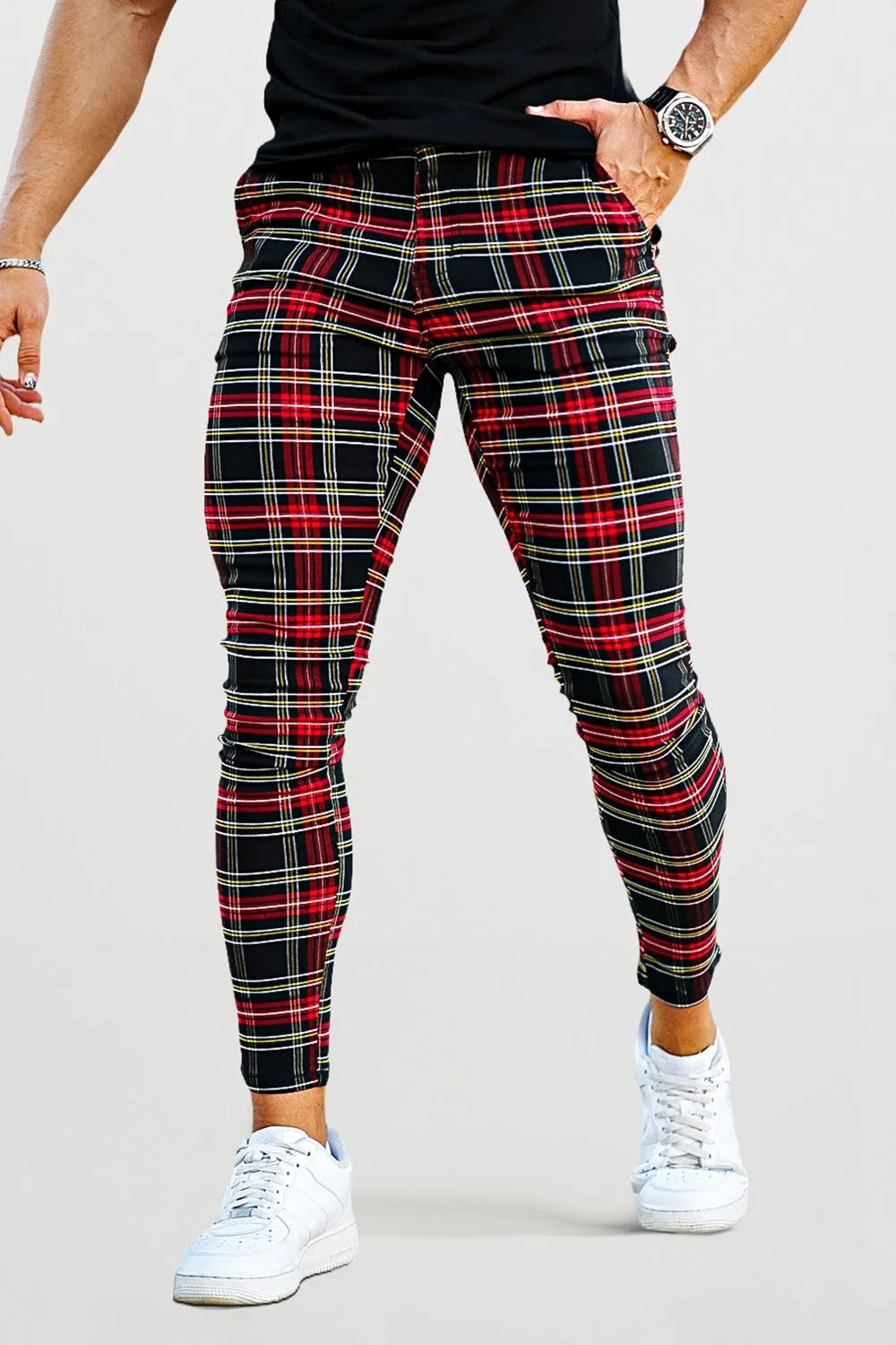 Buy $80 Free Shipping Men's Plaid Pants - Red & Yellow