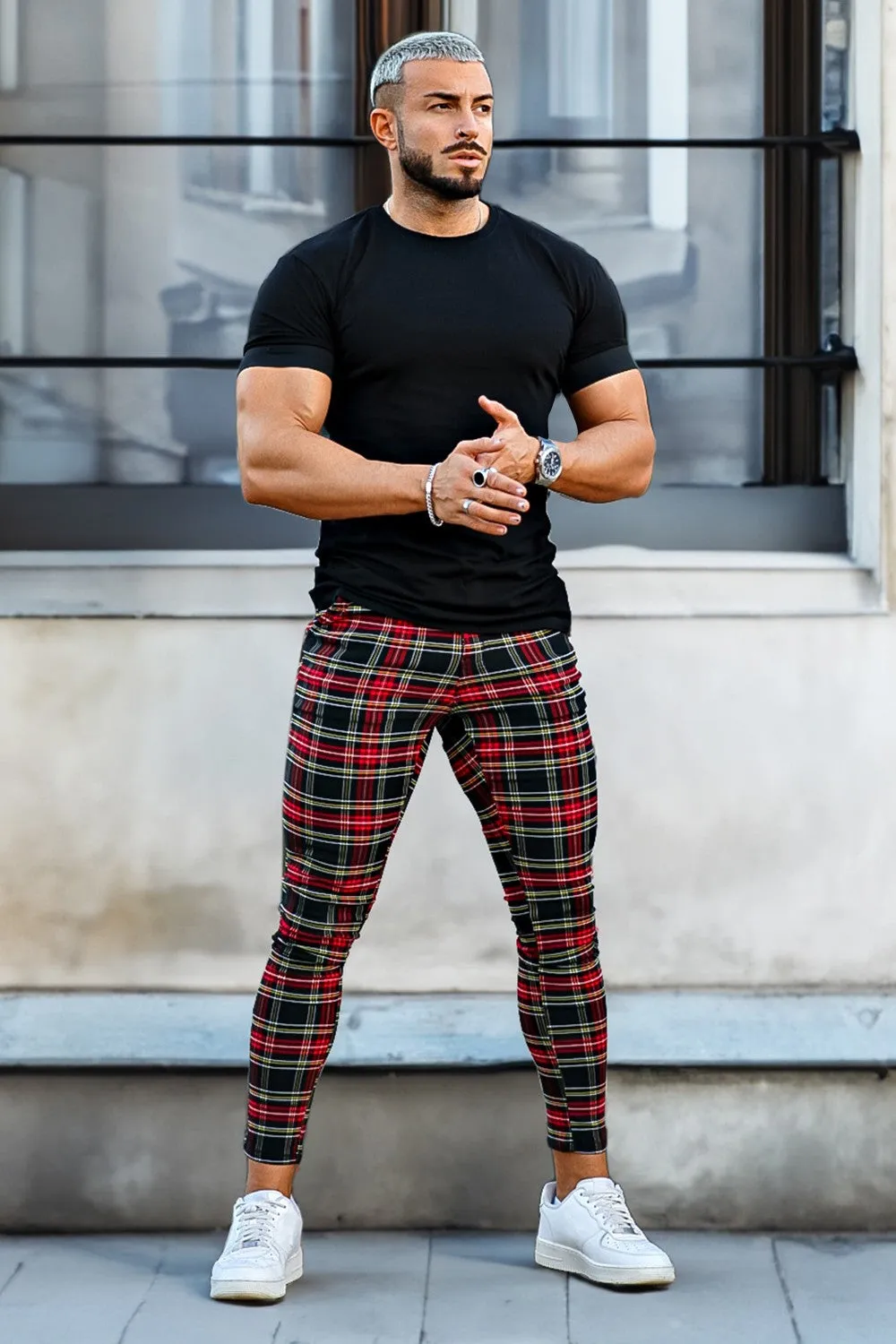 Buy $80 Free Shipping Men's Plaid Pants - Red & Yellow