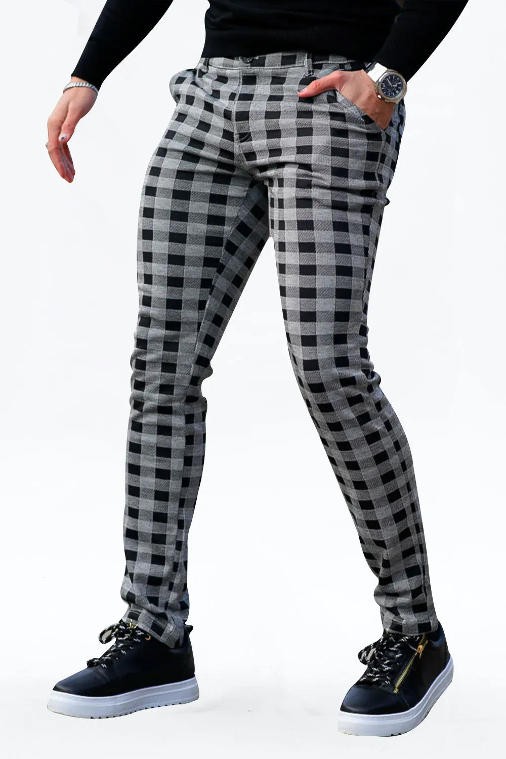 Buy $80 Free Shipping Skinny Plaid Pants