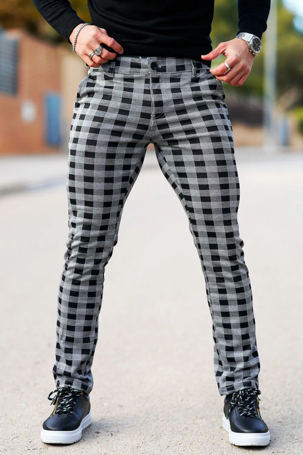 Buy $80 Free Shipping Skinny Plaid Pants