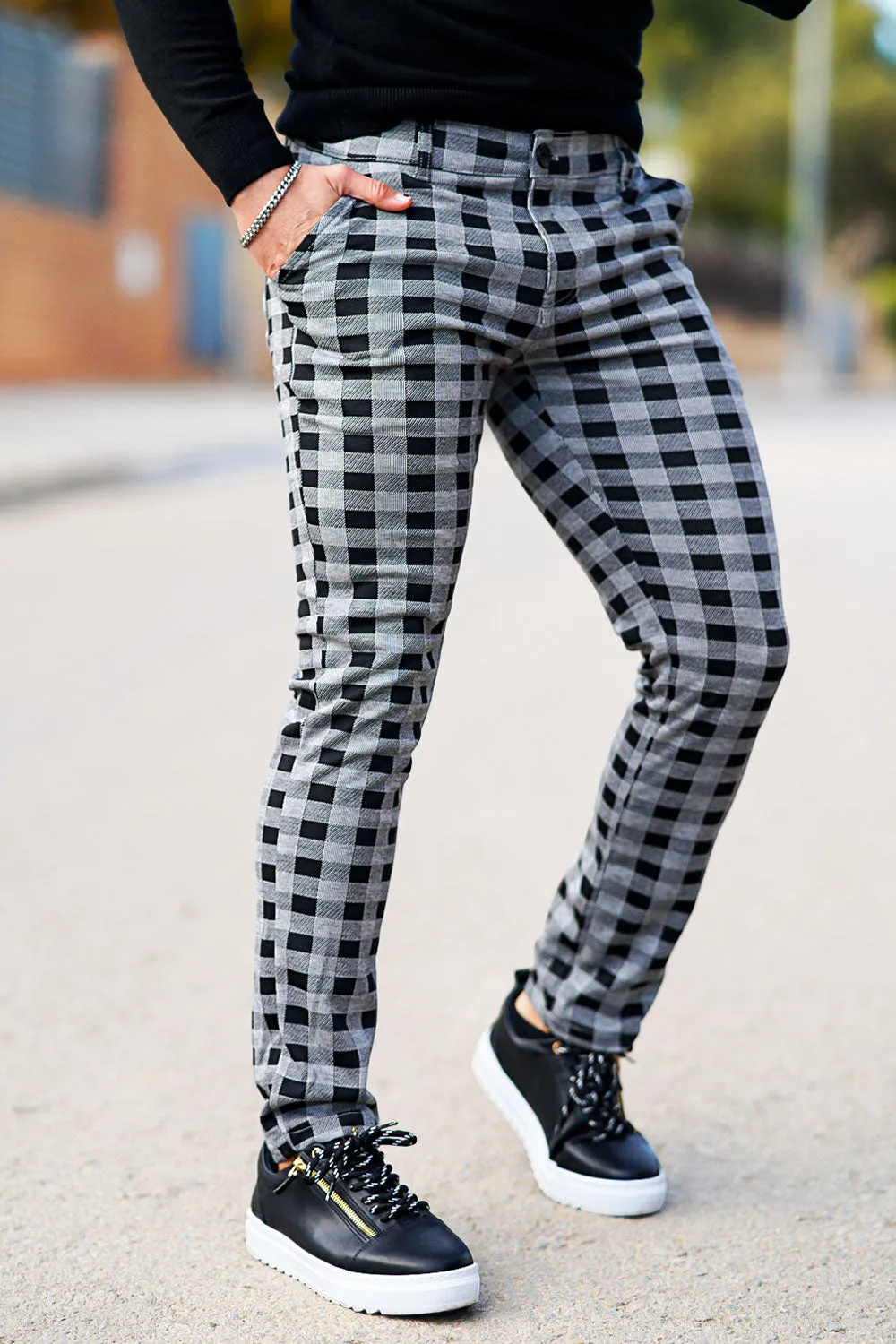 Buy $80 Free Shipping Skinny Plaid Pants