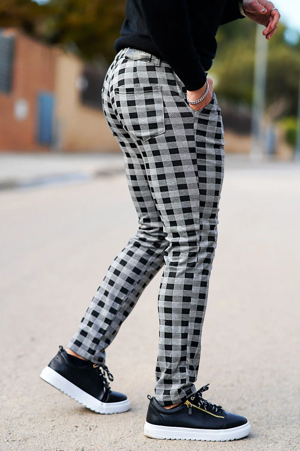 Buy $80 Free Shipping Skinny Plaid Pants