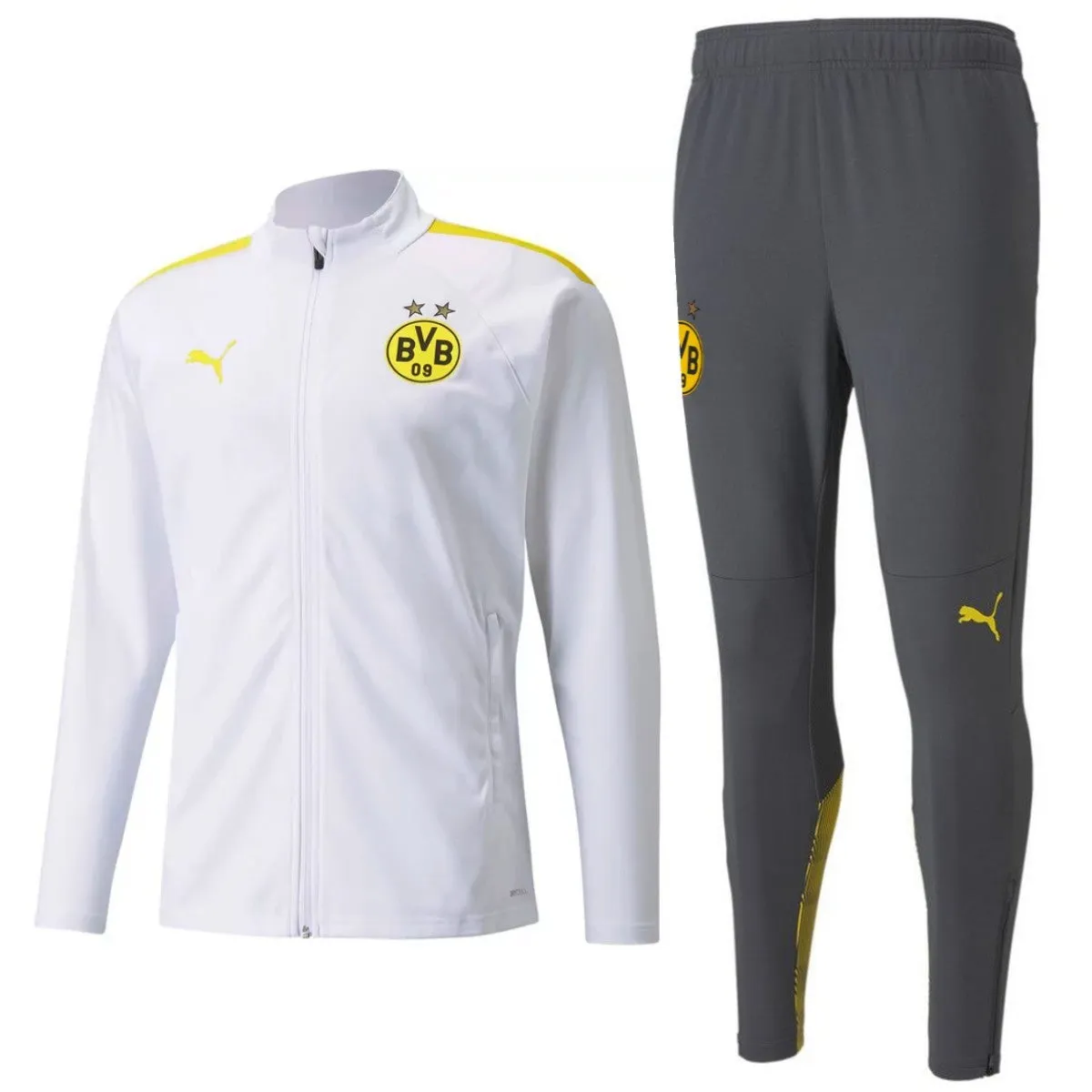 BVB Borussia Dortmund white/grey training bench tracksuit 2022 - Puma