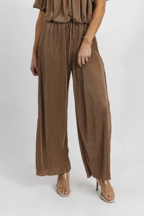 Charm & Cheers Mocha Pleated Pants - Final Sale