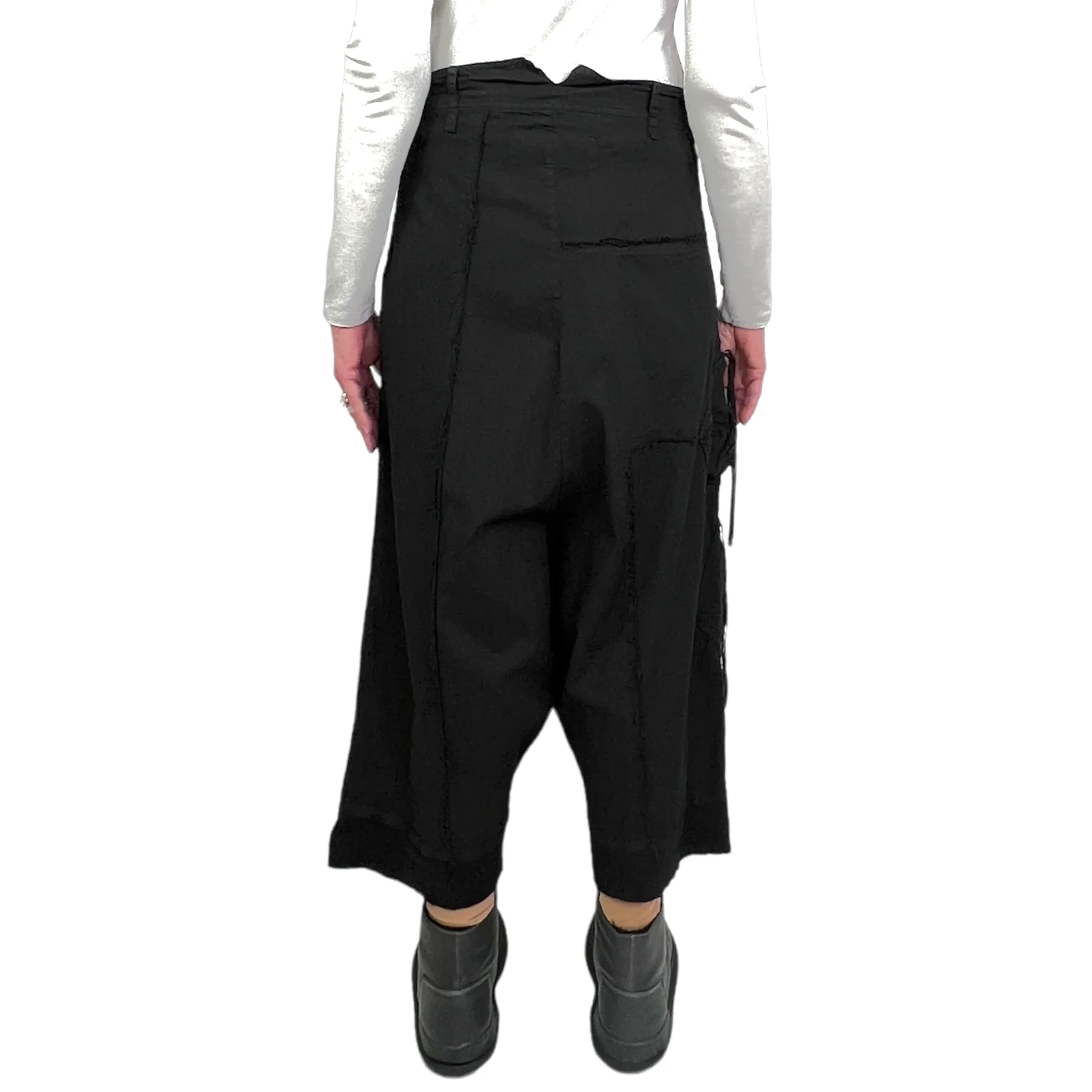 COTTON CANVAS LOW CROTCH CROP PANT