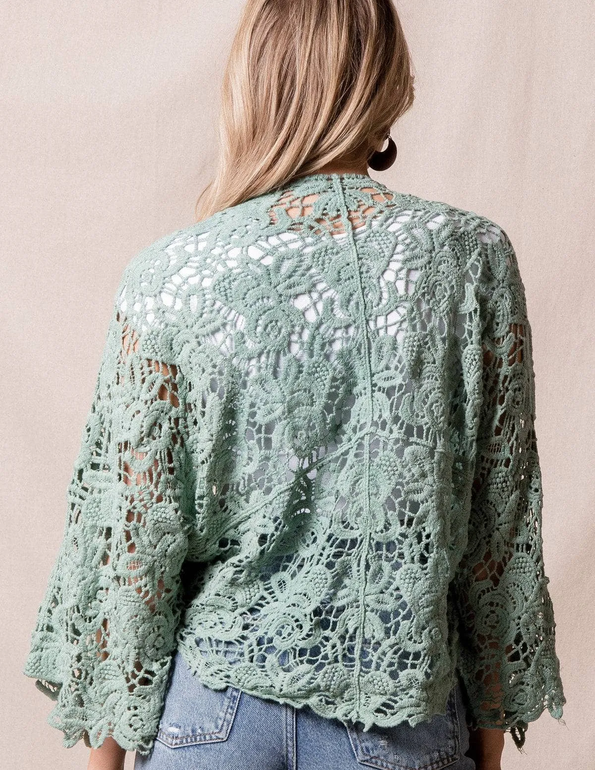 Cotton Lace Crochet Wrap - Mineral - As-Is-Clearance