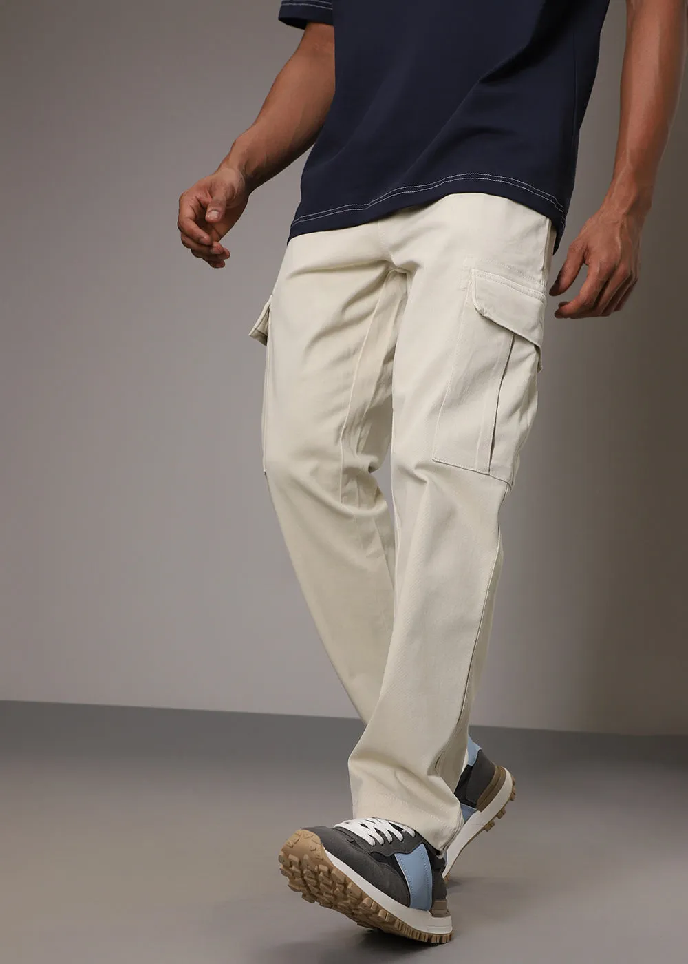 Cream Twill Cargo Pant