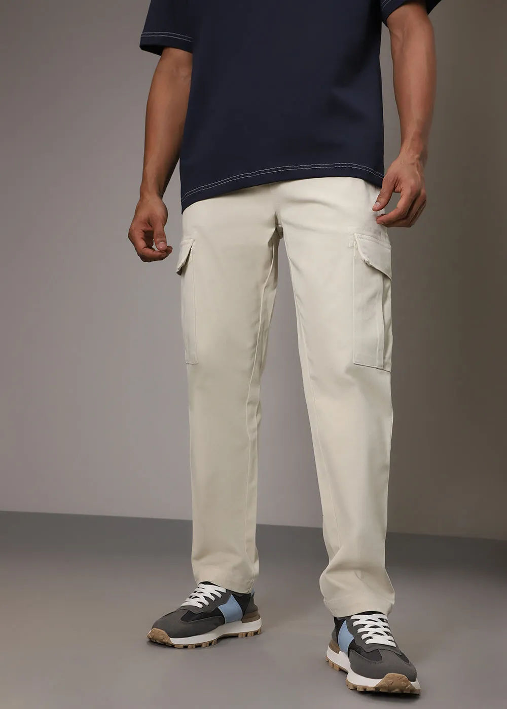 Cream Twill Cargo Pant