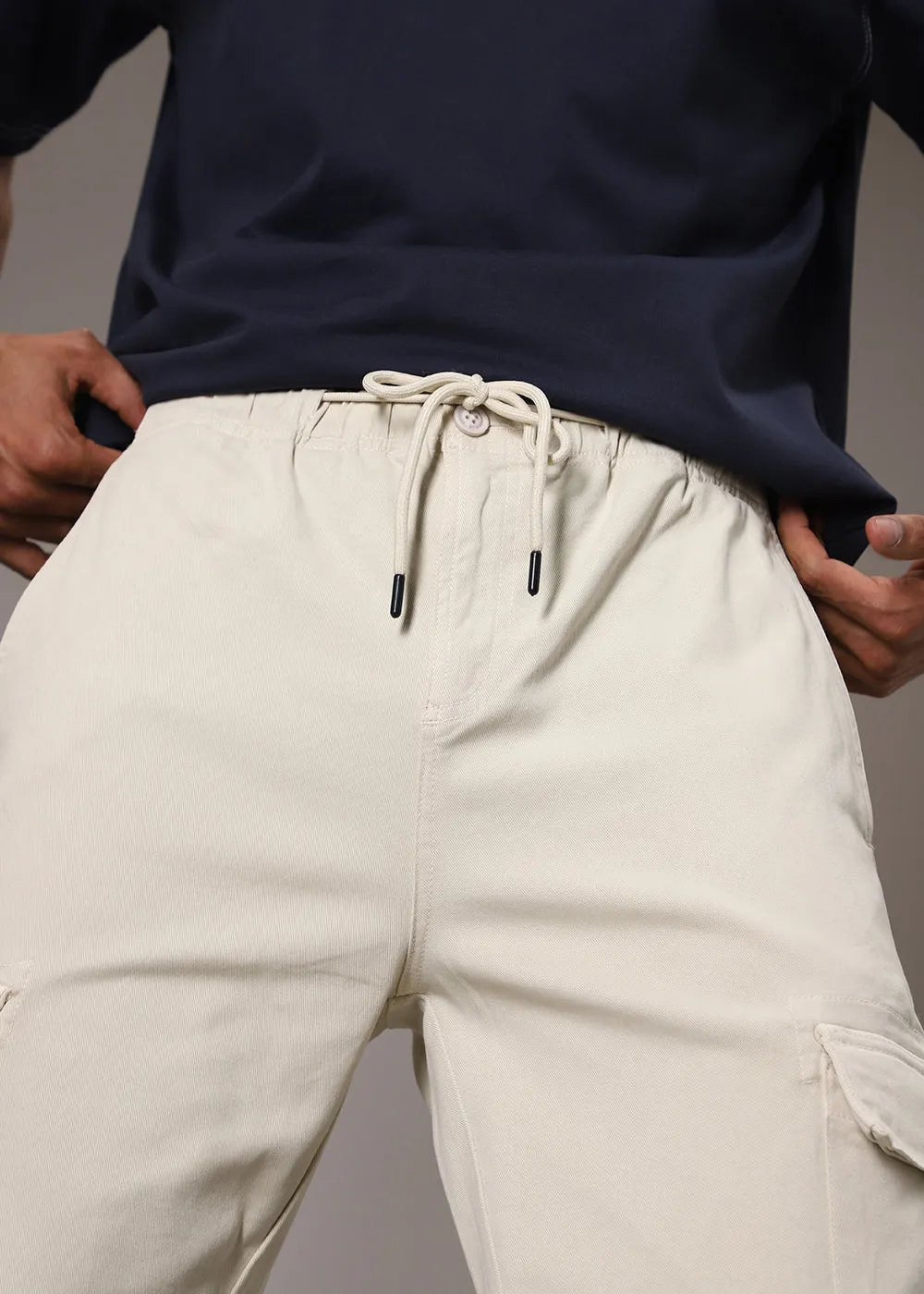 Cream Twill Cargo Pant