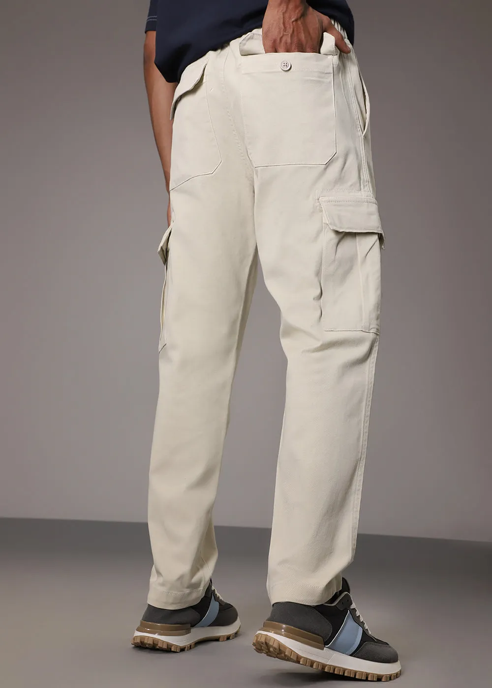 Cream Twill Cargo Pant