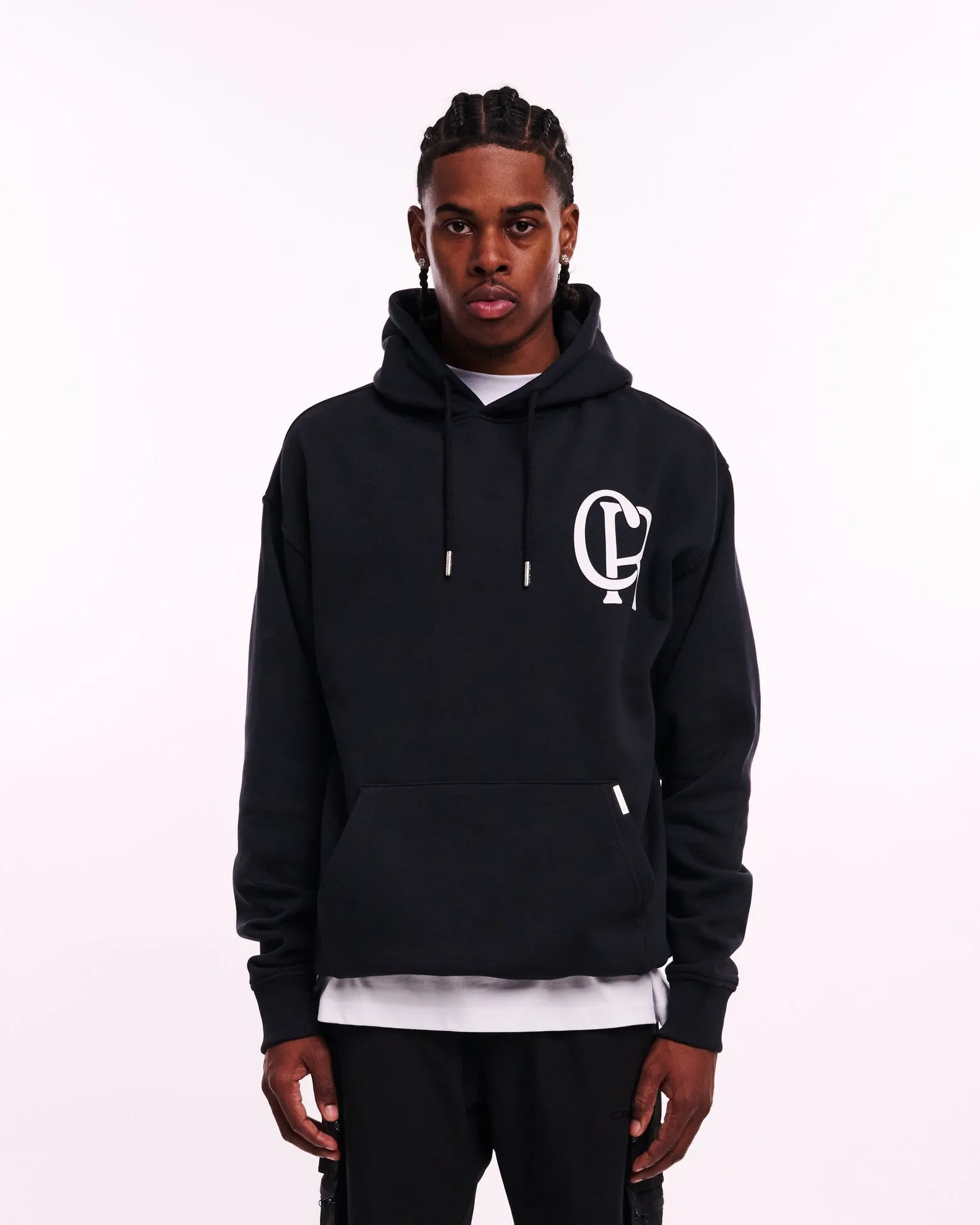 CROYEZ INITIAL HOODIE - BLACK/WHITE