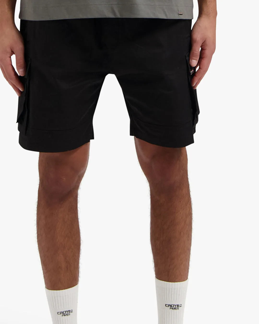 CROYEZ PARACHUTE CARGO SHORTS - VINTAGE BLACK