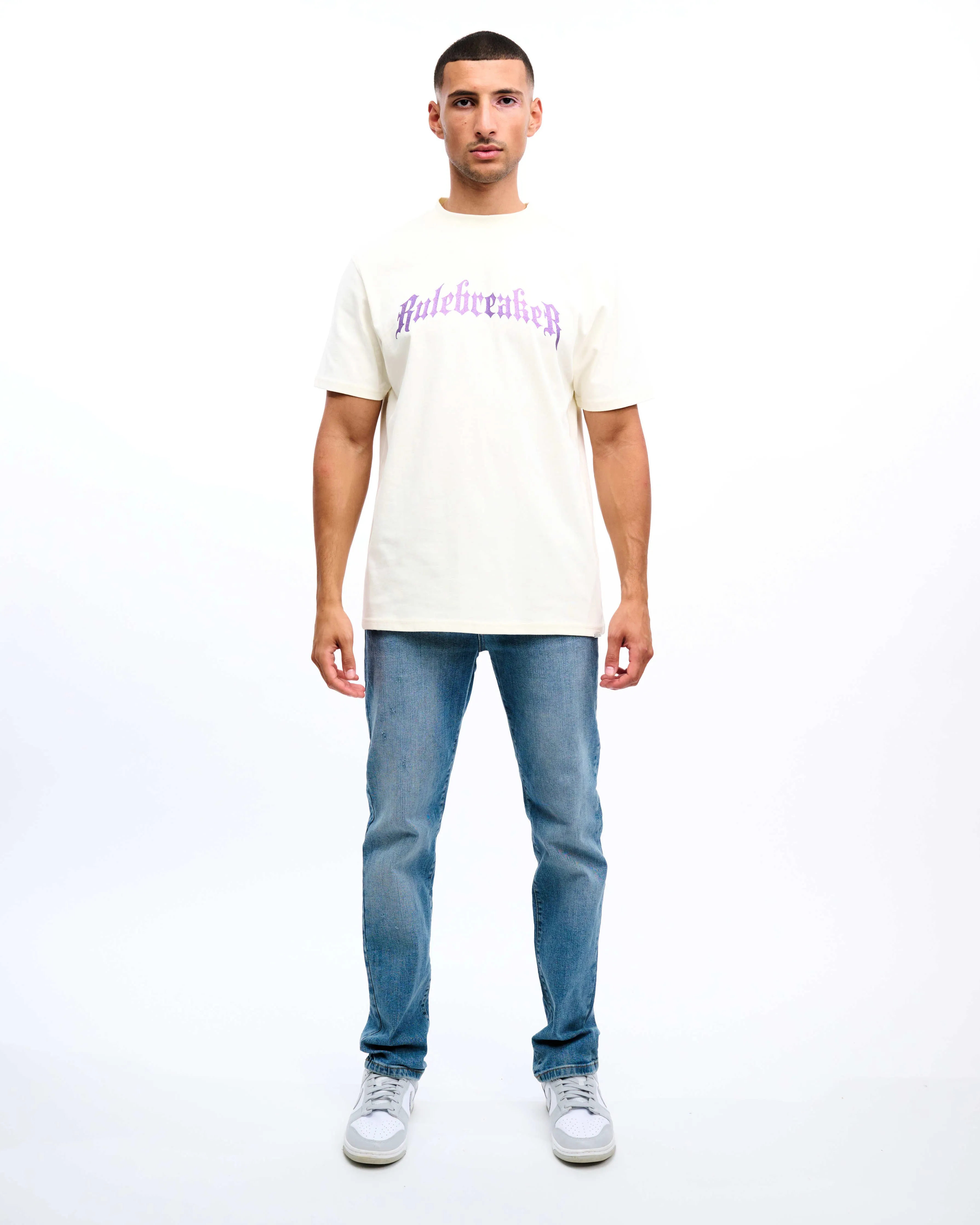 CROYEZ RULEBREAKER T-SHIRT - VINTAGE WHITE/PURPLE