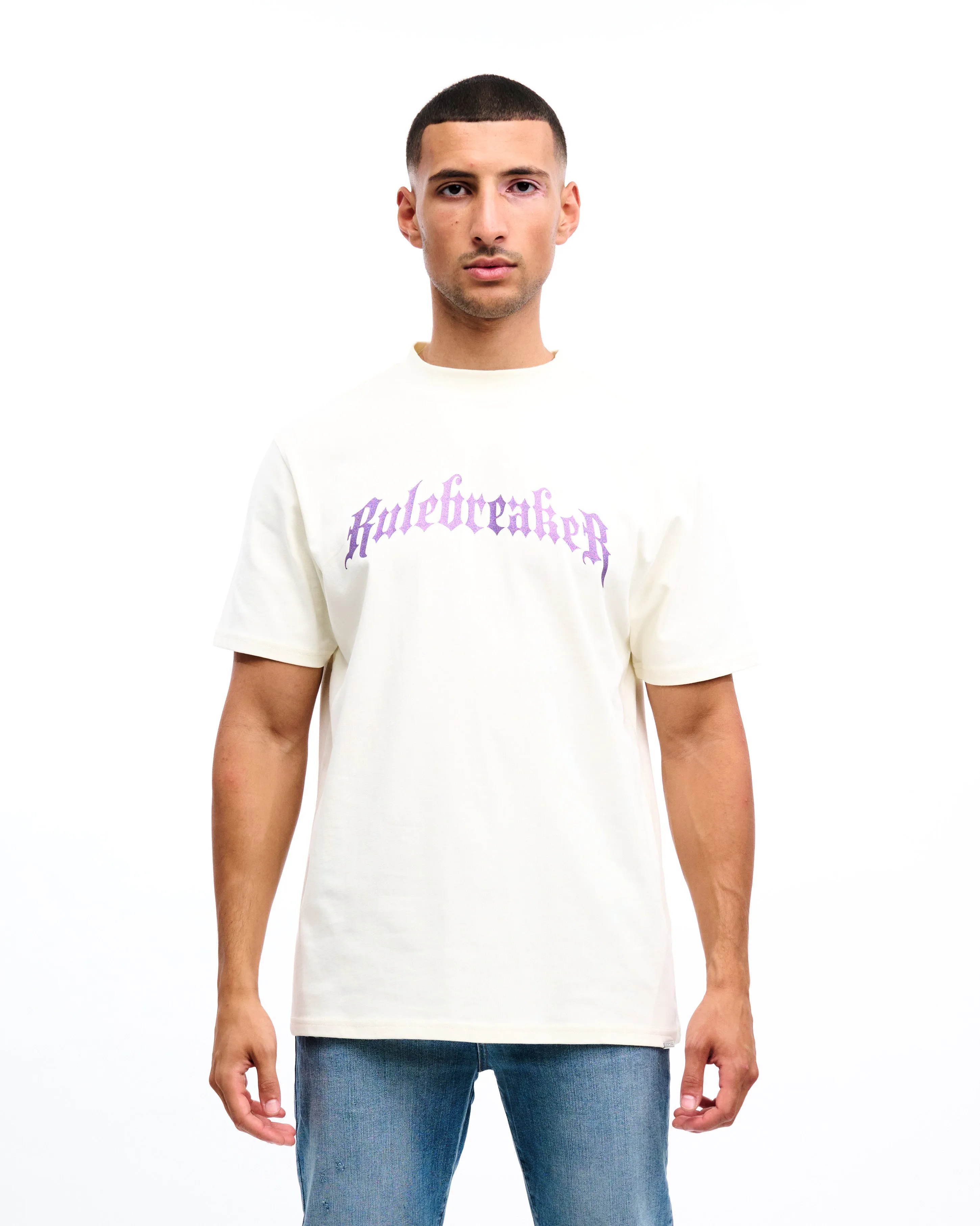 CROYEZ RULEBREAKER T-SHIRT - VINTAGE WHITE/PURPLE