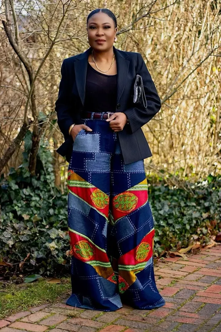 Denim and Ankara Wide leg | Pants