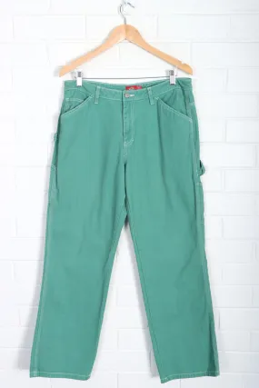 DICKIES Green Denim Contrast Stitch Carpenter Pants (M)