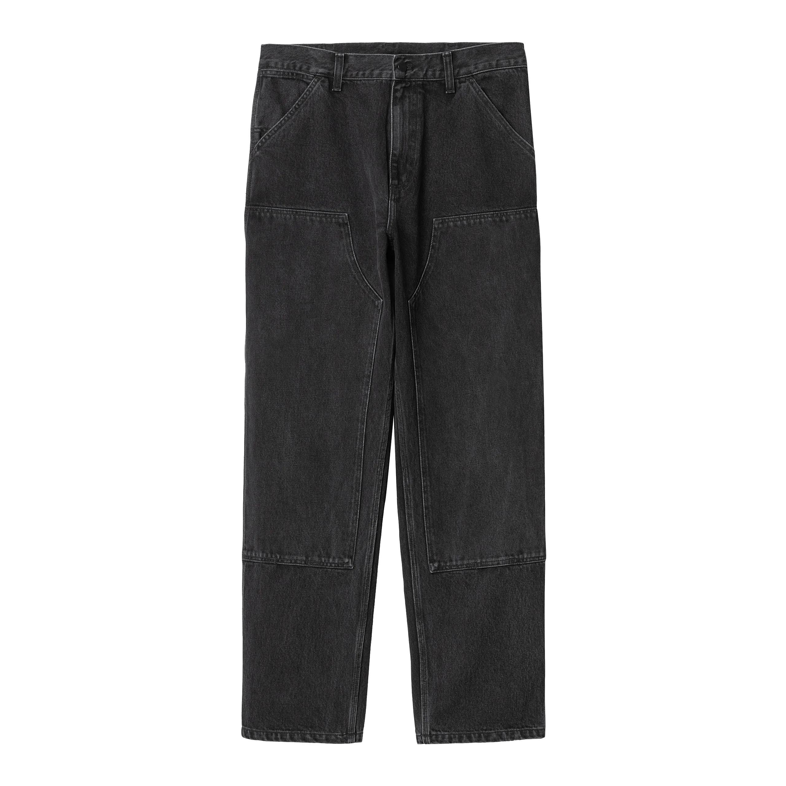 DOUBLE KNEE PANT BLACK STONE WASHED