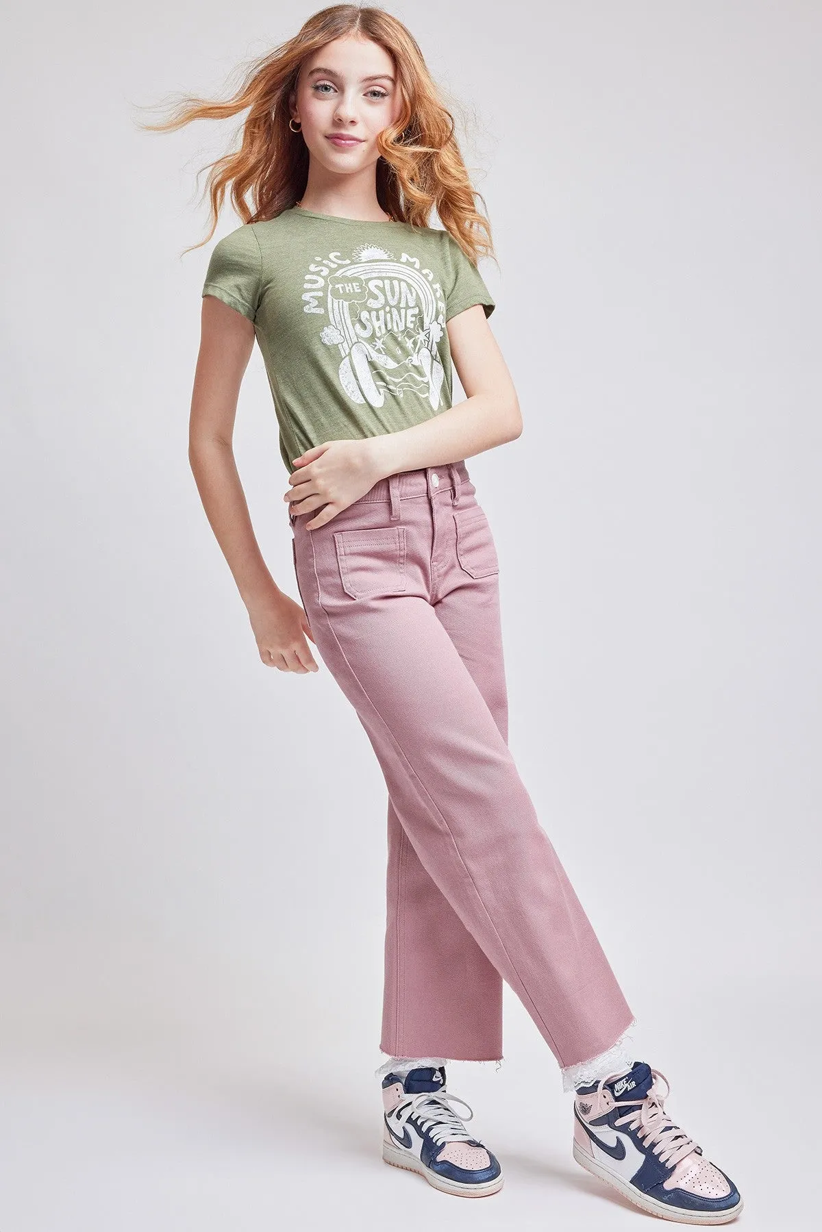 Girls Millie High Rise Wide Leg Pants W/ Patch Pockets