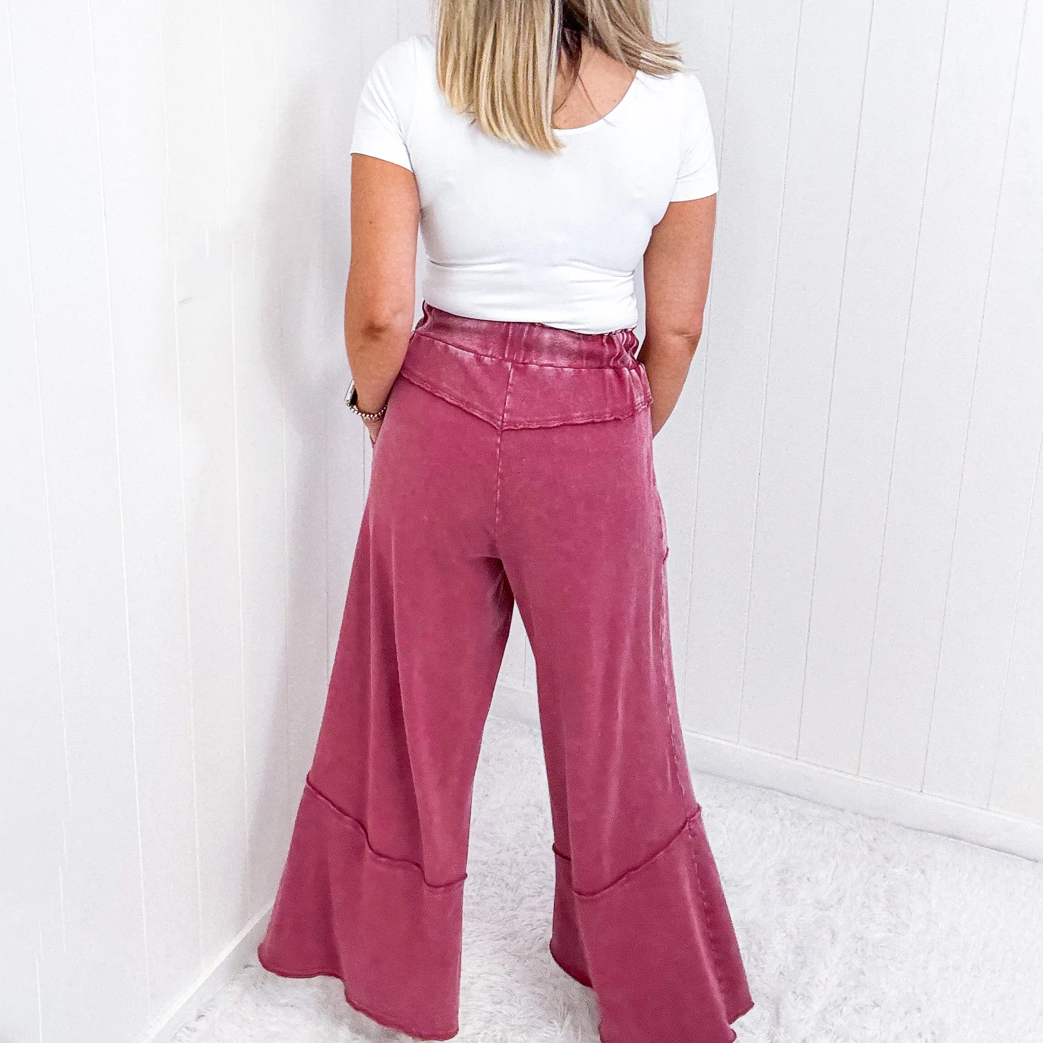 Going Easy on the Weekend Terry Knit Super Wide Leg Pull On Pants in 7 Colors