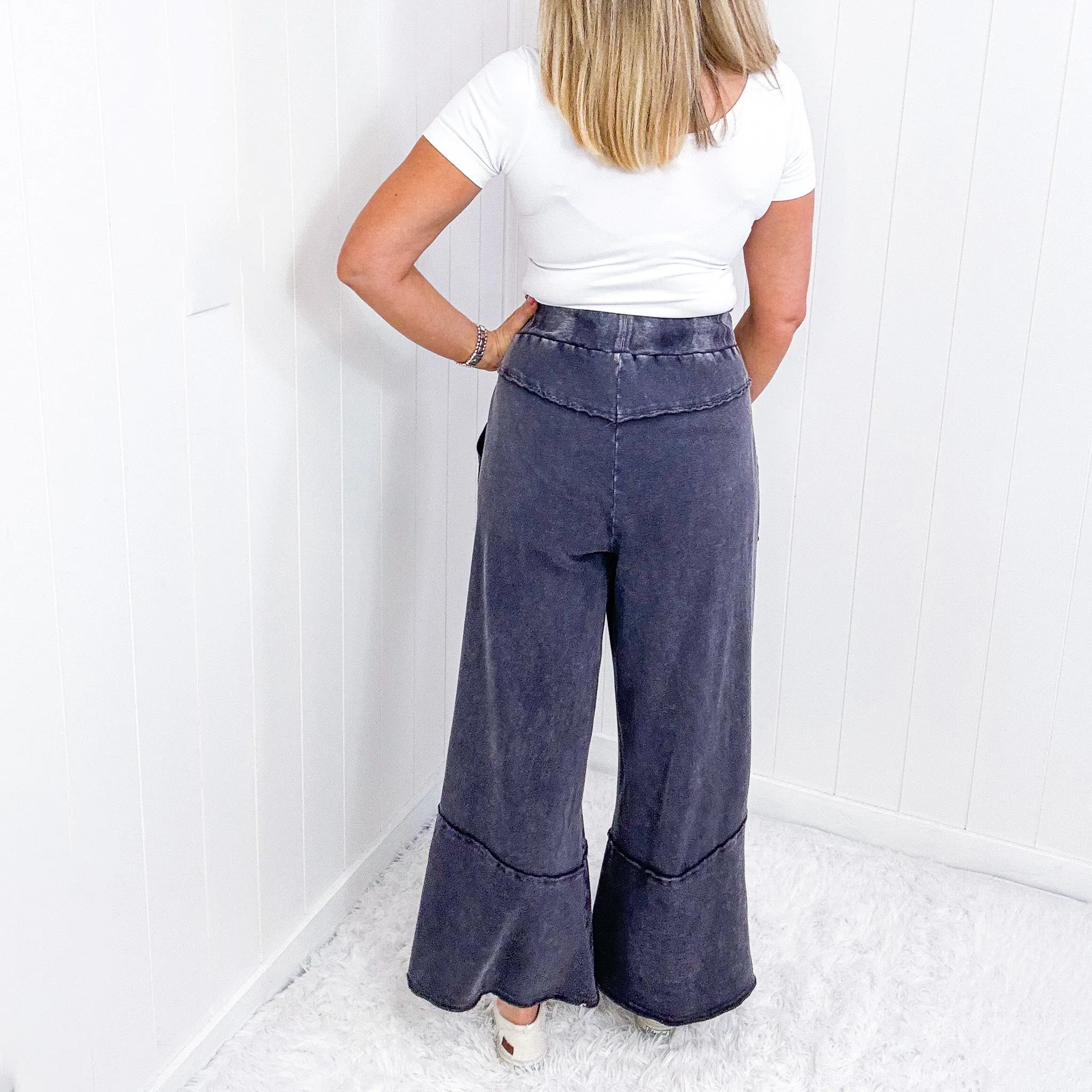 Going Easy on the Weekend Terry Knit Super Wide Leg Pull On Pants in 7 Colors