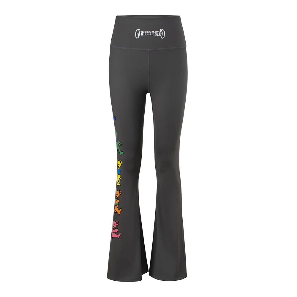 Grateful Dead | High Rise Flared Pants |  Dancing Bear In Grey