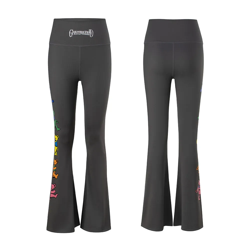 Grateful Dead | High Rise Flared Pants |  Dancing Bear In Grey