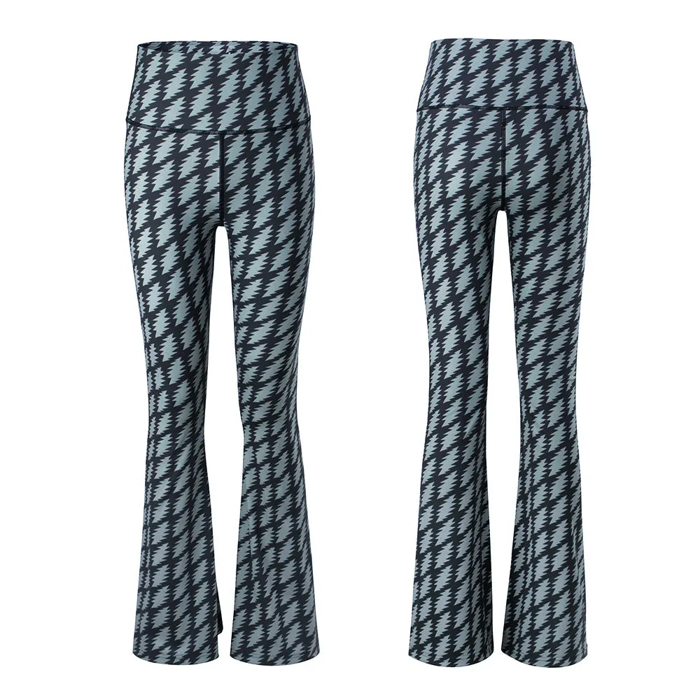 Grateful Dead | High Rise Flared Pants | All Over Bolt In Grey And Black