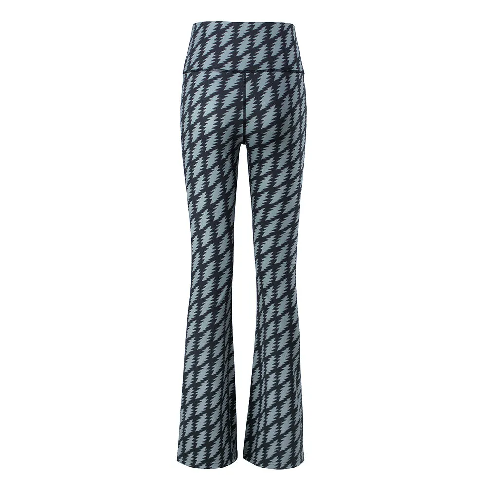 Grateful Dead | High Rise Flared Pants | All Over Bolt In Grey And Black